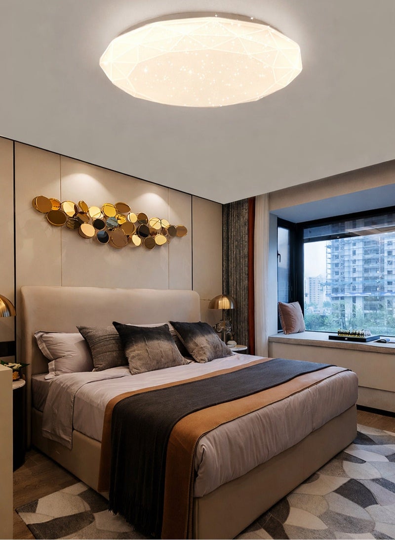 لوبيتيز مصباح سقف الحديثة البسيطة الماس السماء المرصعة بالنجوم اللون 40 سم / 15.7 بوصة أدى جزءا لا يتجزأ من السقف مصباح الجولة ثلاثة ألوان باهتة 3000K-6000K ، ومناسبة لغرفة نوم وغرفة معيشة ومطبخ - Image 2